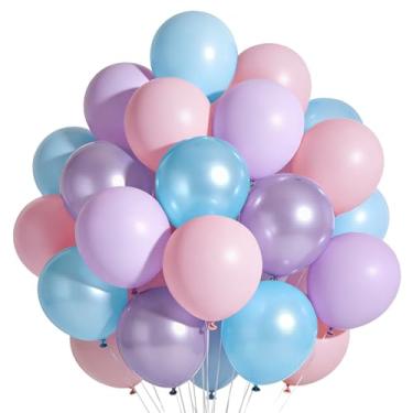 Imagem de Balão rosa roxo azul 60 peças balão pastel metálico 30 cm pérola rosa azul roxo balões de festa para meninas floco de neve princesa aniversário chá de bebê decoração de festa