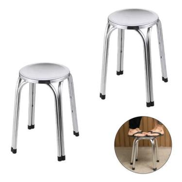 Imagem de Kit 2 Banquetas De Aço Inox Banco Mocho 29x47cm Hospital - FRIGOPRO