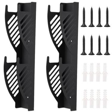 Imagem de OMISTAR Organizadores de montagem na parede com suporte de tomada de 2 peças, suportes de suporte de macaco resistente, suportes de armazenamento vertical de aço sólido, acessórios de reboque de torre