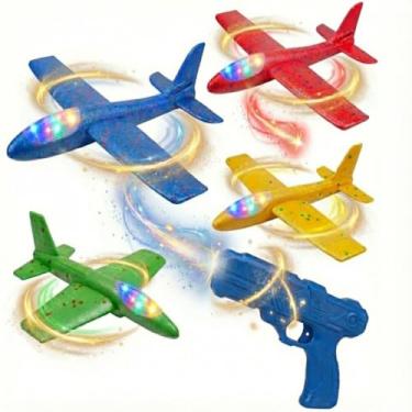 Imagem de Avião Lançador com Luzes LED, Brinquedo Infantil para Diversão e Aventuras, Acessório com Iluminação