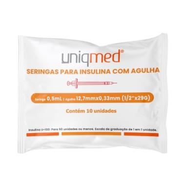 Imagem de Seringas para insulina Uniqmed 100u 0,5ml 12,7mm 29g 10 unidades
