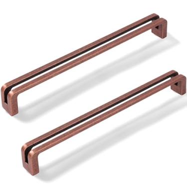 Imagem de Vicycmc Puxadores de armário sólidos de liga de zinco de cobre antigo de 192 mm (7-1/2 pol.) Orifício central, puxadores de armário de cômoda de luxo para quarto, cozinha, pacote com 6 7600