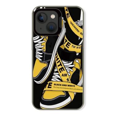 Imagem de Cairiocoin Capa de telefone da marca de calçados esportivos compatível com iPhone 14/15 Plus 6,7 polegadas, Cool Ins Off Tênis clássico etiqueta branca ou preta estética antiderrapante à prova de
