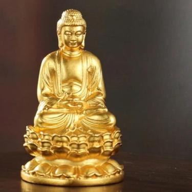 Imagem de FENNYYAR Buda Sakyamuni Tathagata de cobre puro, 3,3 cm, 3,3 cm, enfeite de estátua para decoração de esculturas