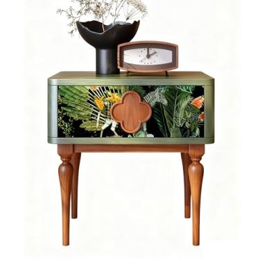 Imagem de Mesa de cabeceira moderna de meados do século com gaveta, mesa de canto de madeira vintage, mesa lateral de cama ractica para quarto, sala de estar, escritório (tamanho: 48 * 39,8 * 48 cm/18,9 * 15,6
