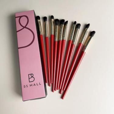 Imagem de Conjunto de pincéis de maquiagem vermelho-dourado de 13 peças | Pincéis de cerdas macias para blush e sombra de nariz com bolsa de armazenamento 22-2