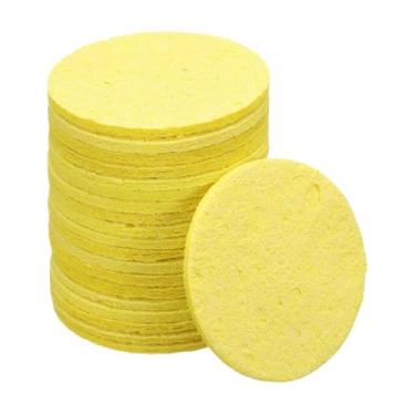 Imagem de harayaa 20 unidades de esponjas de limpeza para ponta de ferro de soldar elétrico, esponjas de limpeza de alta temperatura, redondas de 5,1 cm.