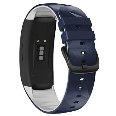 Imagem de KKFAUS Correias de relógio inteligente para Samsung Gear Fit 2 Pro Strap Silicone Fitness Watch Pulseira Gear Fit2 Pro SM-R360 Pulseira ajustável Pulseira de relógio (Cor: Carvão Preto)