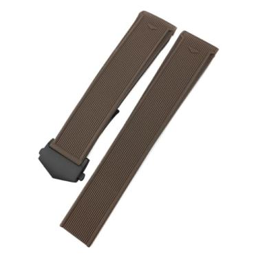 Imagem de SRDRK Pulseira de borracha natural de 20 mm e 22 mm, para TAG Watch Heuer Aquaracer 300 500 pulseira esportiva de mergulho (marrom e preto, 21 mm)