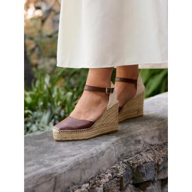 Imagem de Sandália Anabela Alta Marga Napa Marrom Escuro, Marrom escuro, 36