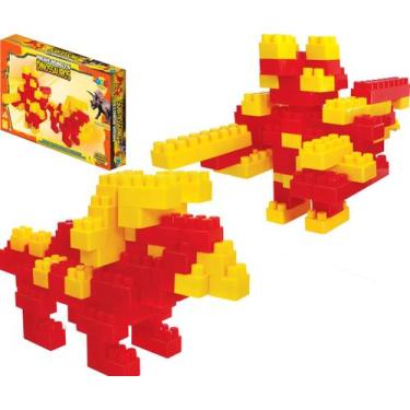 Imagem de Brinquedo Infantil Bloco Monta Monta Dinossauro Kit 64 Peças - GGB Bri