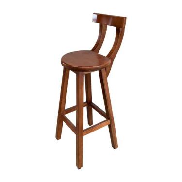 Imagem de Banco Alto Bistrô de Madeira com Encosto Girafa Ideal para Bar e Resta