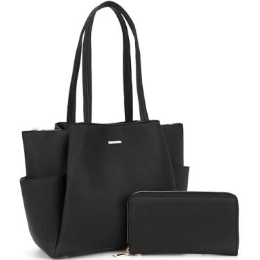 Imagem de Bolsa de mão feminina conjunto de bolsa e carteira grandes bolsas de ombro bolsas transversais bolsa bolsa, Z - preto