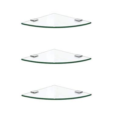 Imagem de Prateleira de vidro prateleira de vidro, prateleira de armazenamento perfurada montada na parede de canto para banheiro, cozinha 20 cm / 7,9" (cor: 1 camada) (3 camadas)