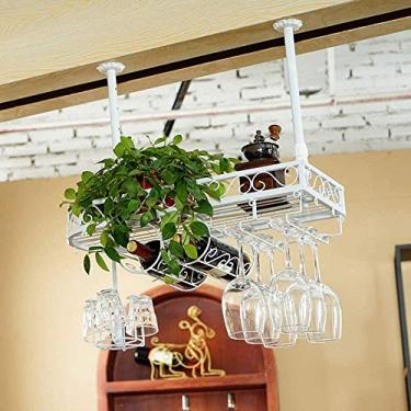 Imagem de Suporte de garrafa montado na parede com suporte para copo de vinho, suporte de copo criativo para pendurar (cor: branco Tamanho: 100 x 25 cm) (branco 80 x 25 cm) (branco 60 x 25 cm)