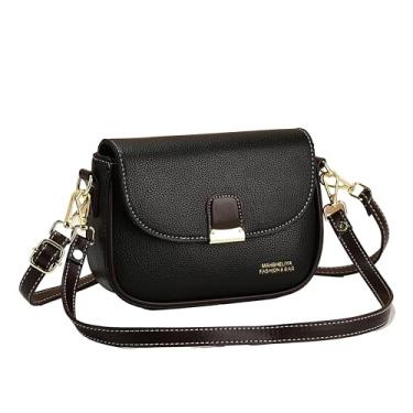 Imagem de Bolsa Feminina Couro Macio - Bolsa Pequena com Alças Ajustáveis Ombro/Transversal, Bolsa Casual Multiuso para Dia a Dia, Festas e Viagens, Acessório Essencial Feminino (Preto)