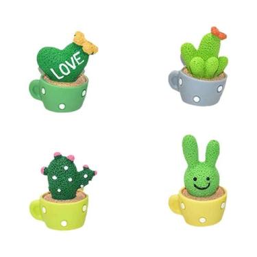 Imagem de Conjunto De Mini Ornamentos De Resina De Suculentas E Cactos Para Deco