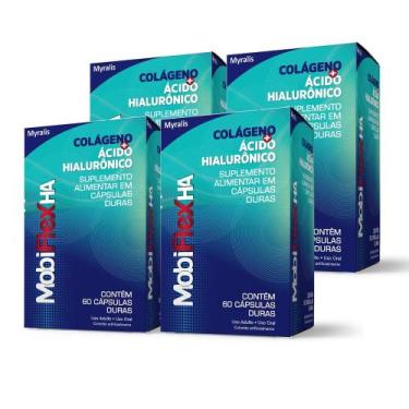 Imagem de Kit Mobiflex HA Colágeno+Ácido Hialurônico C/60 caps. C/4 un. - Myrali