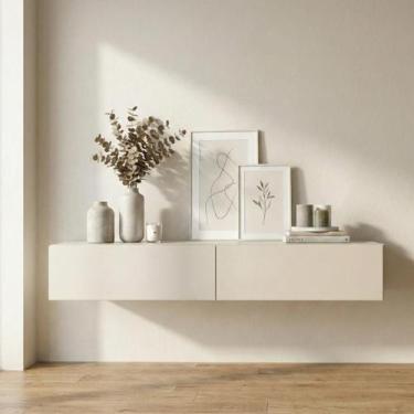 Imagem de Aparador Eros 110 Suspenso Com 2 Gavetas Estilo Minimalista Para Sala 
