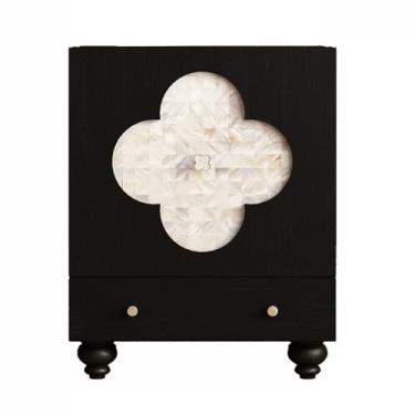 Imagem de Mesa lateral vintage armário de cabeceira pequeno armário de armazenamento mesa de canto de madeira com prateleira de armazenamento funcional (grande)