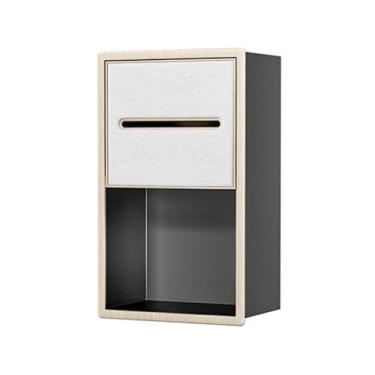 Imagem de Dispensador de papel higiênico com nicho de parede embutido, sem necessidade de azulejos para armazenamento, suporte de papel higiênico de aço inoxidável com prateleira, multicolorido (moldura dourada