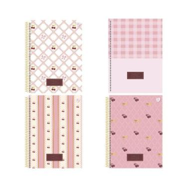 Imagem de Caderno Universitário Feminino Sweet Cherry Capa Dura Adesivos 80 Folh