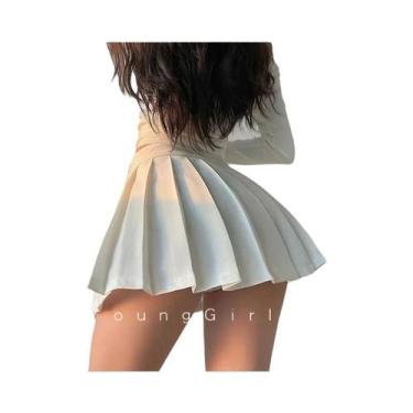 Imagem de Saia Mini Plissada Sexy Feminina Coreana Branca E Preta Estilo Gyaru Y
