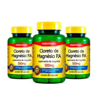 Imagem de Kit 03 Cloreto De Magnésio P A 500Mg 60 Cápsulas Maxinutri