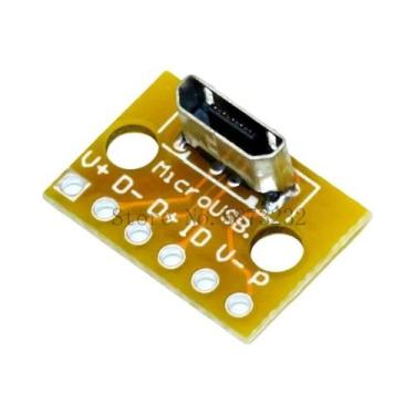 Imagem de Conector Vertical USB Micro USB 2.0 Fêmea Tipo a 2.54mm Placa Adaptado