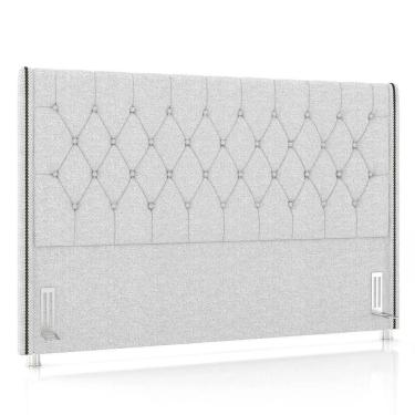 Imagem de Cabeceira Cama Box Casal King 195cm Florenza Z37 Linho Cinza Claro - Mpozenato