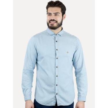 Imagem de Camisa Dudalina Masculina Milano Essentials Lisa Azul Jeans Claro-Masculino
