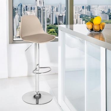 Imagem de Banqueta Alta Estofada Com Base Giratória E Regulagem De Altura - ícaro Nude