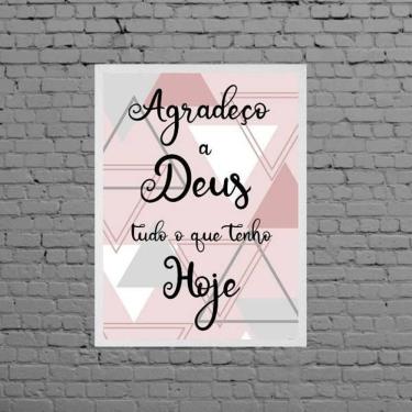 Imagem de Quadro Agradeço a Deus 45x34cm - Vidro - Madeira Branca