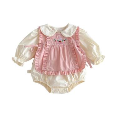 Imagem de Conjunto De Macacão De Uma Peça Para Bebê Menina Com Colete De Coelho,