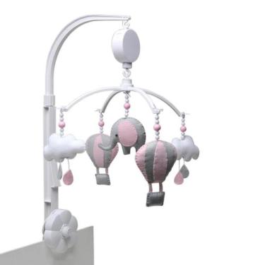 Imagem de Móbile Musical Elefante Balão Rosa Quarto Bebê Infantil - Potinho de m