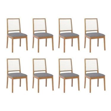 Imagem de Kit 8 Cadeiras para Sala de Jantar Estofadas Marcela Freijó/Grafite