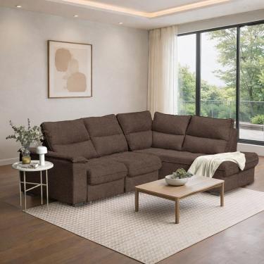Imagem de Sofá de Canto Retrátil Chaise Lado Esquerdo 4 Lugares Nest Cabecasa Madeiraoriginals Marrom