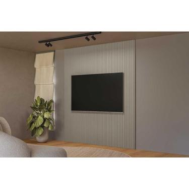 Imagem de Painel Modular 3.0 Ripado para TV Até 85" 297cm MDF com Acabamento Fosco Cinza Gris para Sala Linea Brasil