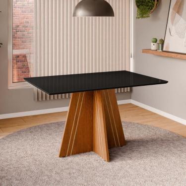 Imagem de Mesa De Jantar Com Vidro 4 Lugares Multimóveis Cr50247 Cinamomo-preto