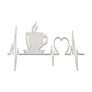 Imagem de Placa Decorativa Cardiograma Café Mdf Branco [F031] para Cantinho do Café com Corte a Laser Trovarelli Móveis