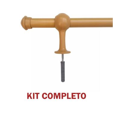 Imagem de Kit Varão para Cortina Simples de Madeira 2 00m 19mm com Ponteira Suporte e Emenda Marfim OEM