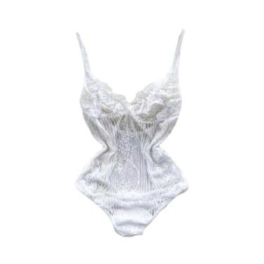 Imagem de Bodysuits Sensuais Transparentes Com Rendas E Alças Para Mulheres, Jum