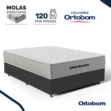 Imagem de Cama Box com Colchão de Molas Ensacadas Ortobom One Face Plenno Superpocket Casal 138cm