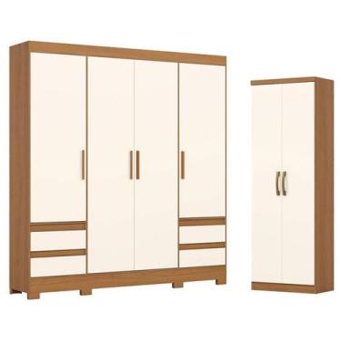 Imagem de Guarda Roupa Casal 04 portas 04 Gavetas B383 com Armário Multiuso Marg