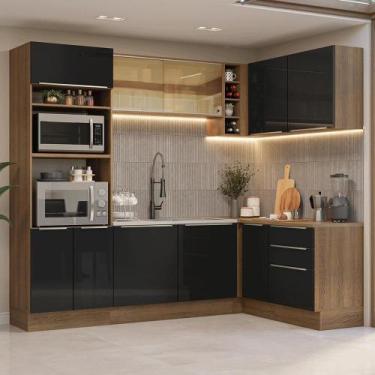 Imagem de Armário De Cozinha Completa De Canto 399 Cm Rustic/preto Lux Madesa 01