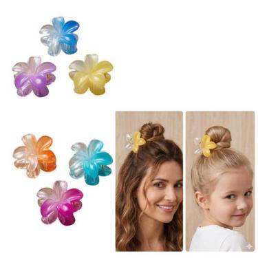 Imagem de Kit de 6 Grampos de Cabelo Flor Transparente Acessório Presilha para M