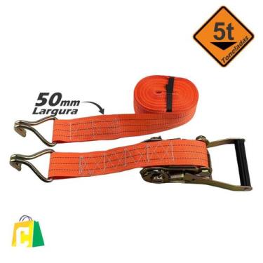Imagem de Kit Cinta Catraca 5T 9M Gancho J Aço CM-50 350 PES - TEXTIL
