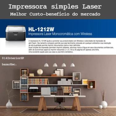 Imagem de IMPRESSORA SIMPLES BROTHER 1212W / Wi-Fi sem cabos, Preto