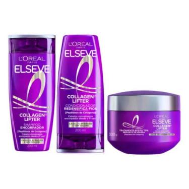 Imagem de Kit Shampoo + Cond 200ml + Mascara Tratamento Elseve Collagen Lifter  