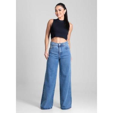 Imagem de Calça jeans wide leg feminina sawary ref:282069, Jeans blue, 42